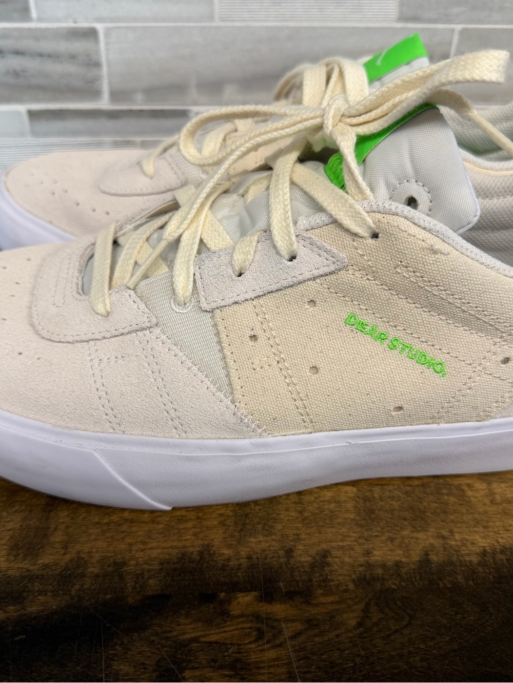 Nike Jordan series .05 Women's Cream Sneakers with Neon Green Accent - Picture 1 of 7